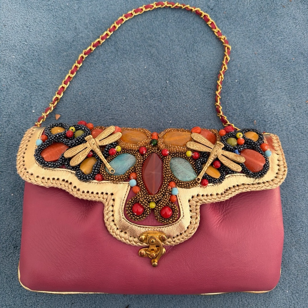 Embellished Pink and Gold Handbag
